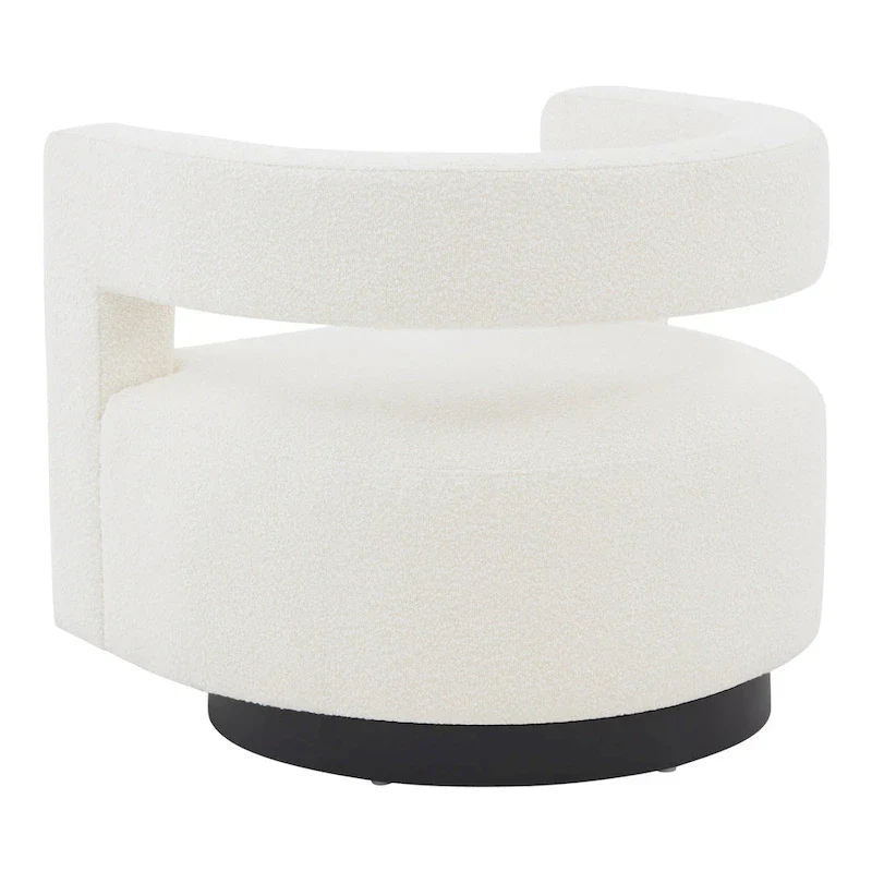 Upholstered Swivel Chair with Cut-Out Back
