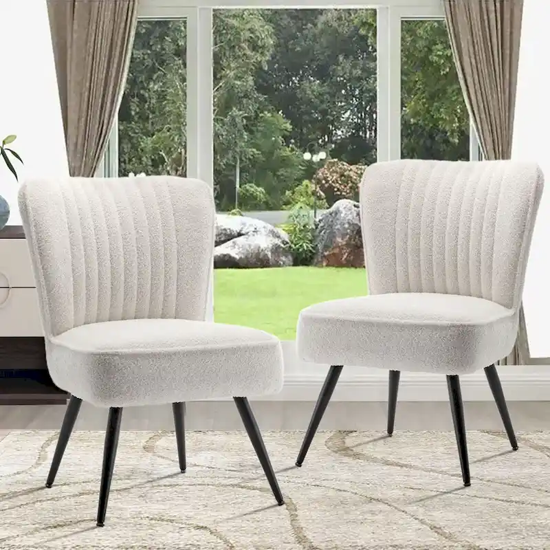 Armless Accent Chair Set of 2 , Living Room Chairs modern accent chairs for bedroom