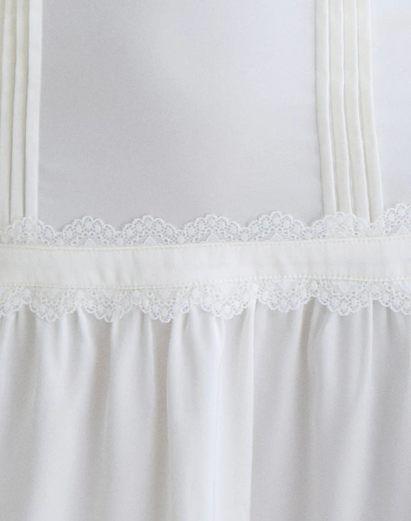 Nesha Ruffle Satin Mini Dress in White
