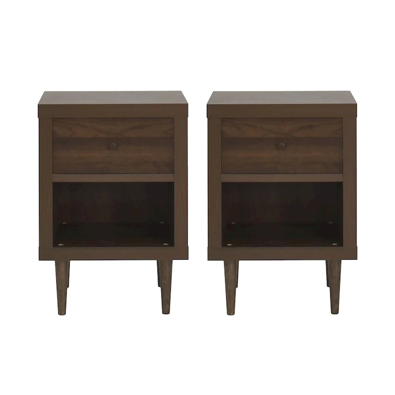 Single Drawer Nightstand with Open Shelf