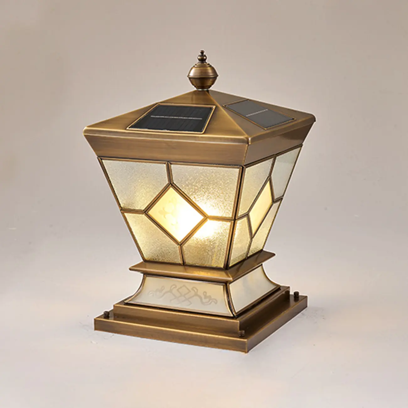 Vintage Bronze Solar Square Post Cap Light for Outdoor