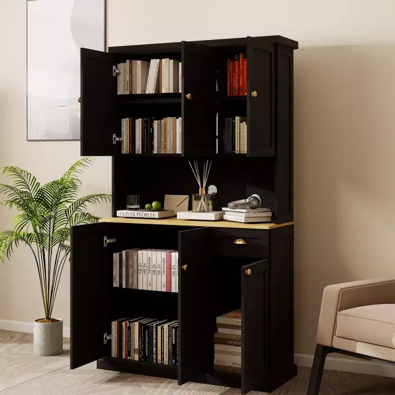 AndMakers Wood 39.76 in. Pantry Cabinet with Adjustable Shelves