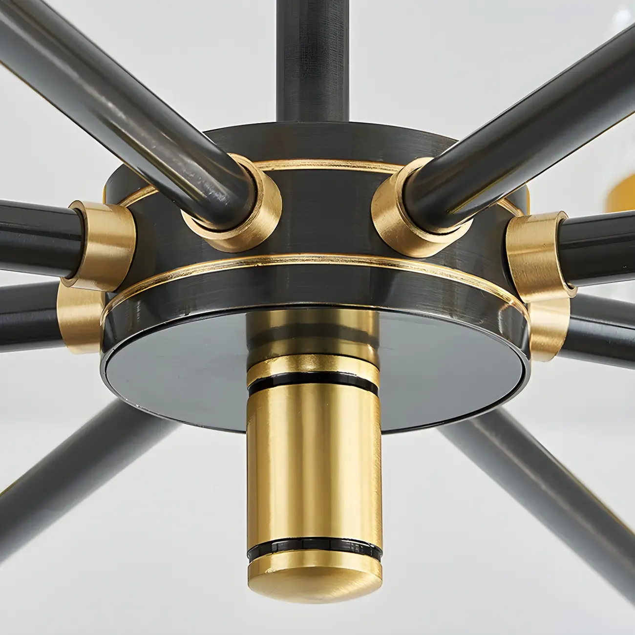 Modern Black Gold Prismatic Glass Sputnik Chandelier