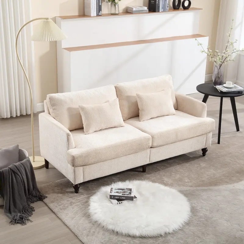 Modern Chenille Fabric Loveseat, 2-Seat Upholstered Loveseat Sofa