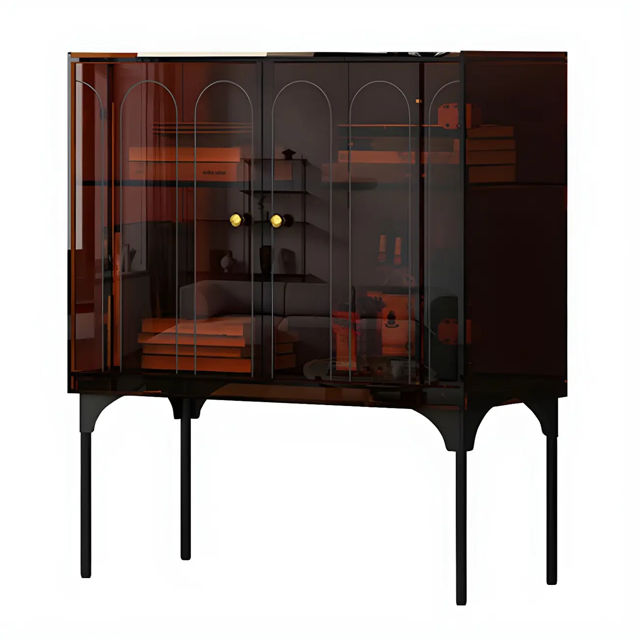 Modern Plastic/Acrylic Sideboard Cabinets with Shelves in Red