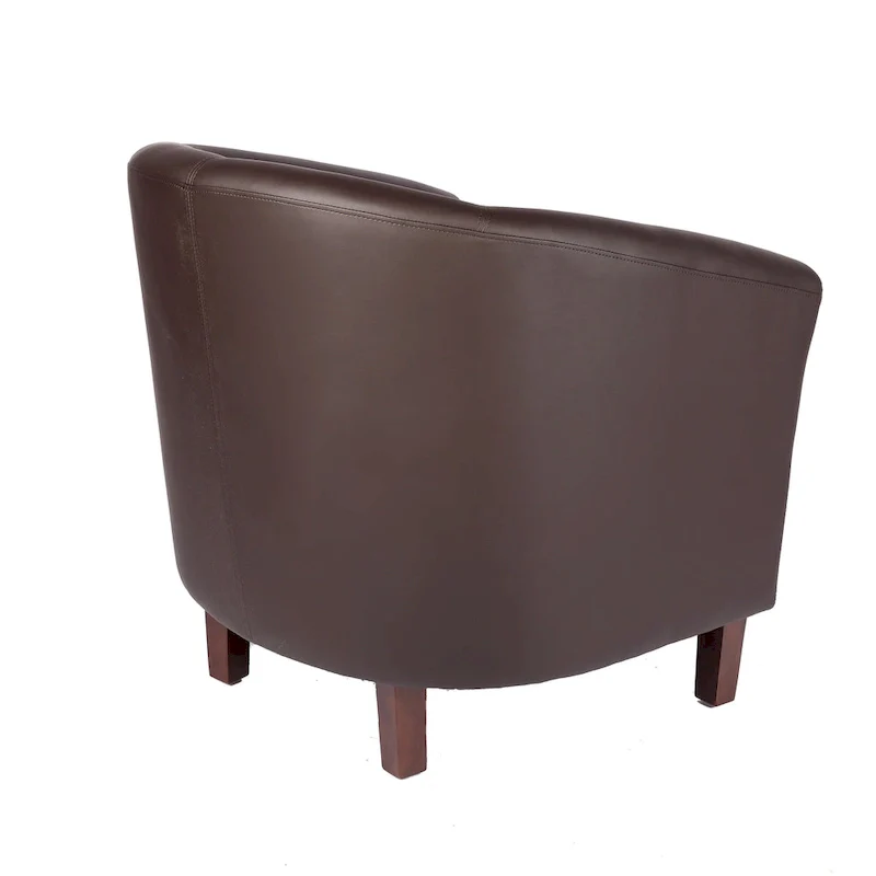 PU Leather Barrel Accent Chair - Brown Single Seat