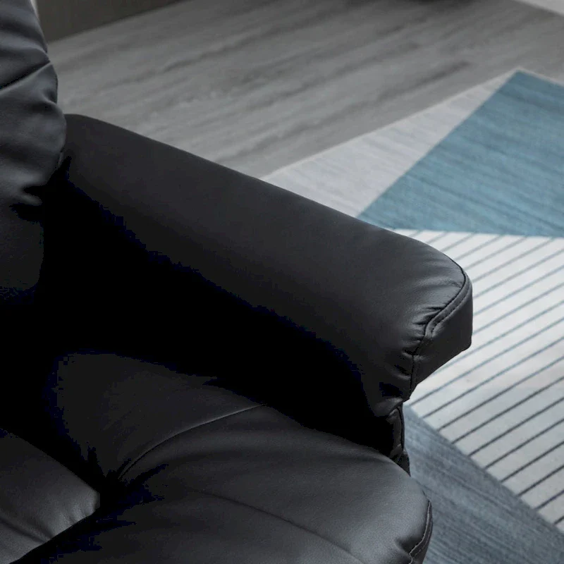 Swivel PU Leather Recliner Chair with Ottoman – Black, Single