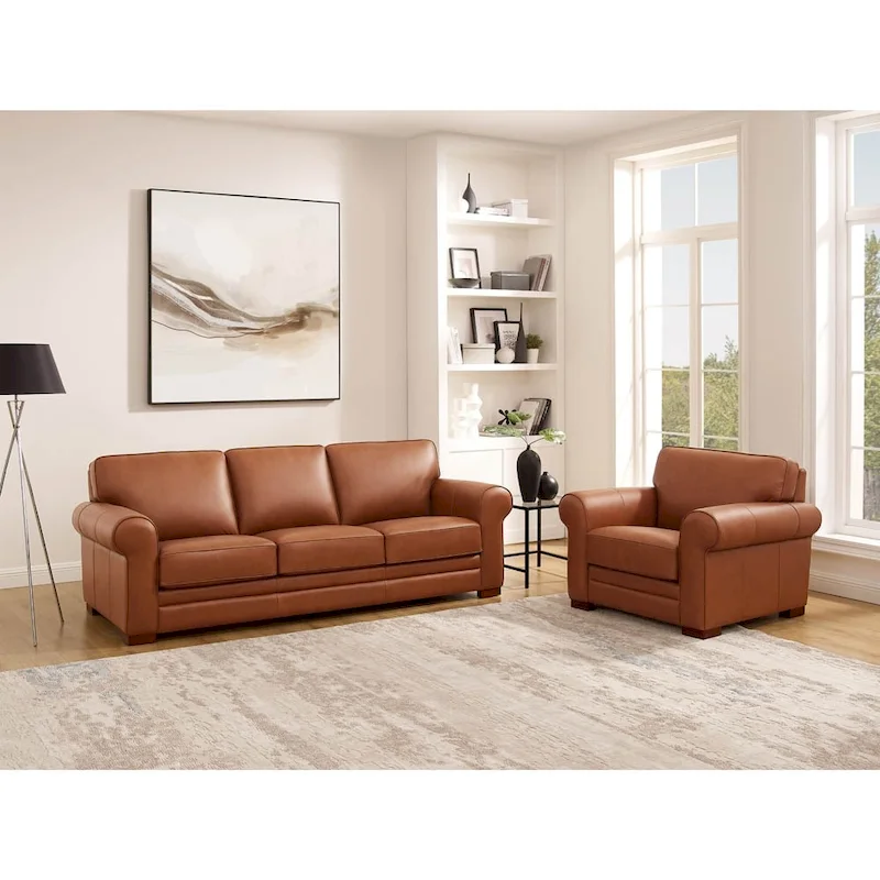 Top Grain Leather Sofa and Accent Chair