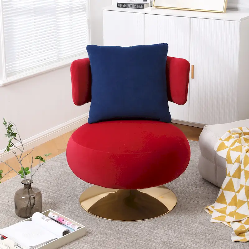 Fabric Swivel Round Barrel Chair