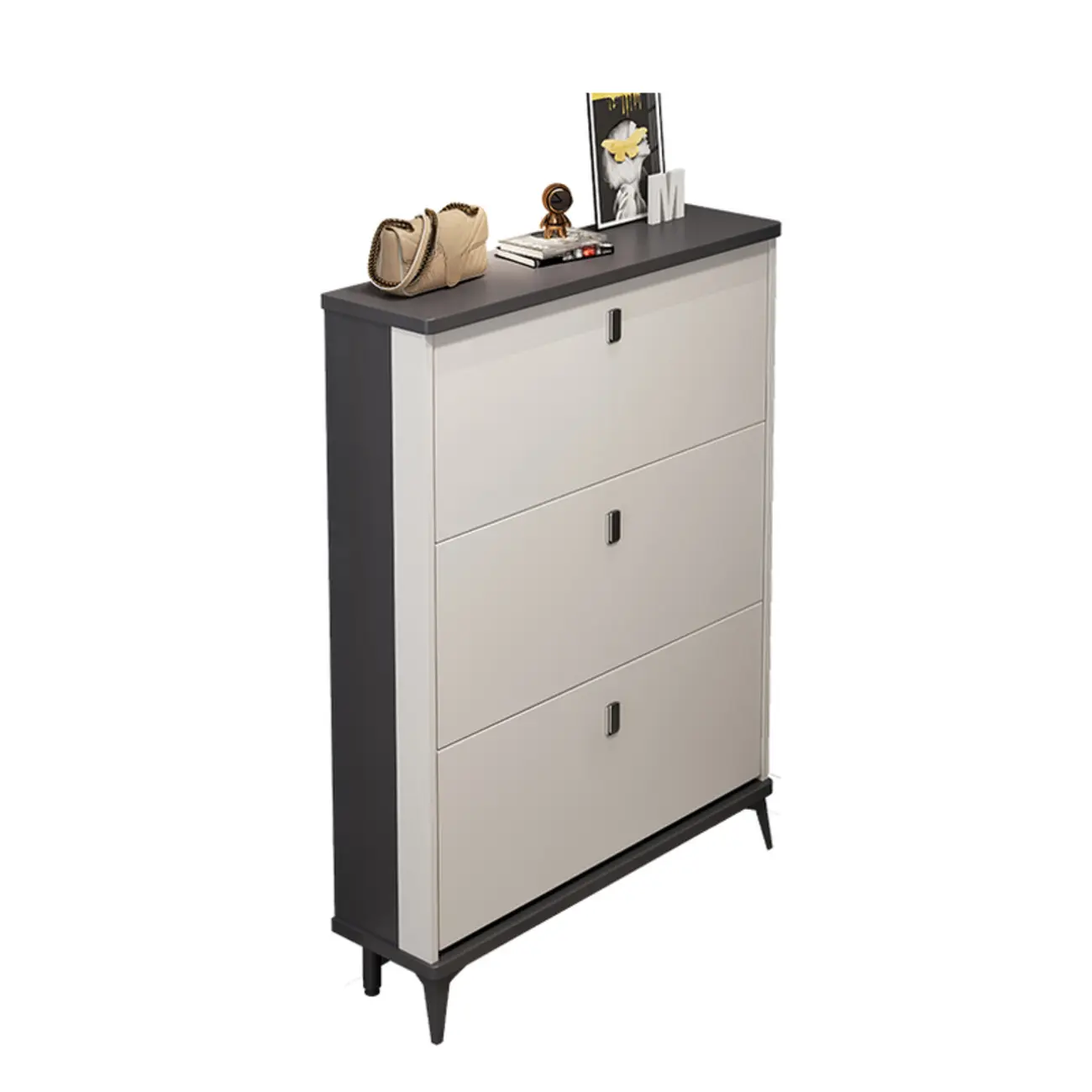 Modern Wood Shoe Cabinet with Adjustable Shelves, Entryway