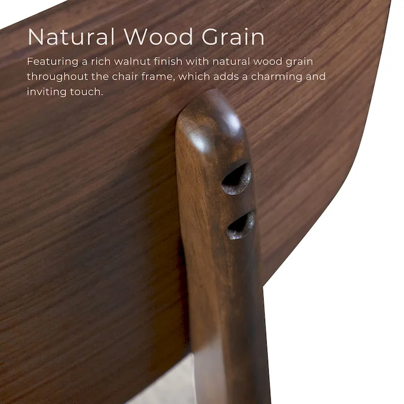 Beau I Mid-century 2-Pack Walnut Dining Chair Set with Boucle Seats