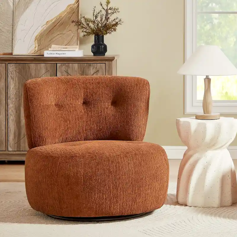 Art Leon Flannel Upholstered Swivel Accent Chair
