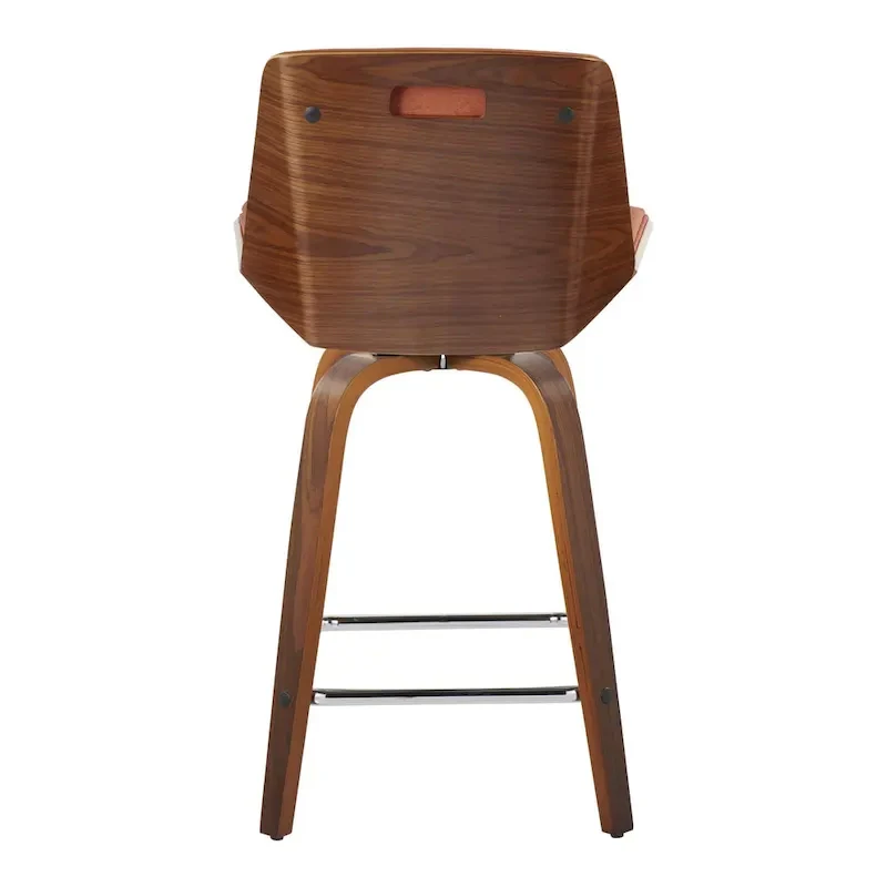 24 Fixed-Height Counter Stool with Bent Wood Legs & Square Footrest (Set of 2)