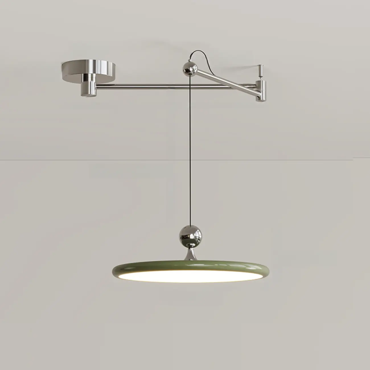 Modern Metal Red Swing Arm Pendant Light with Acrylic Shade