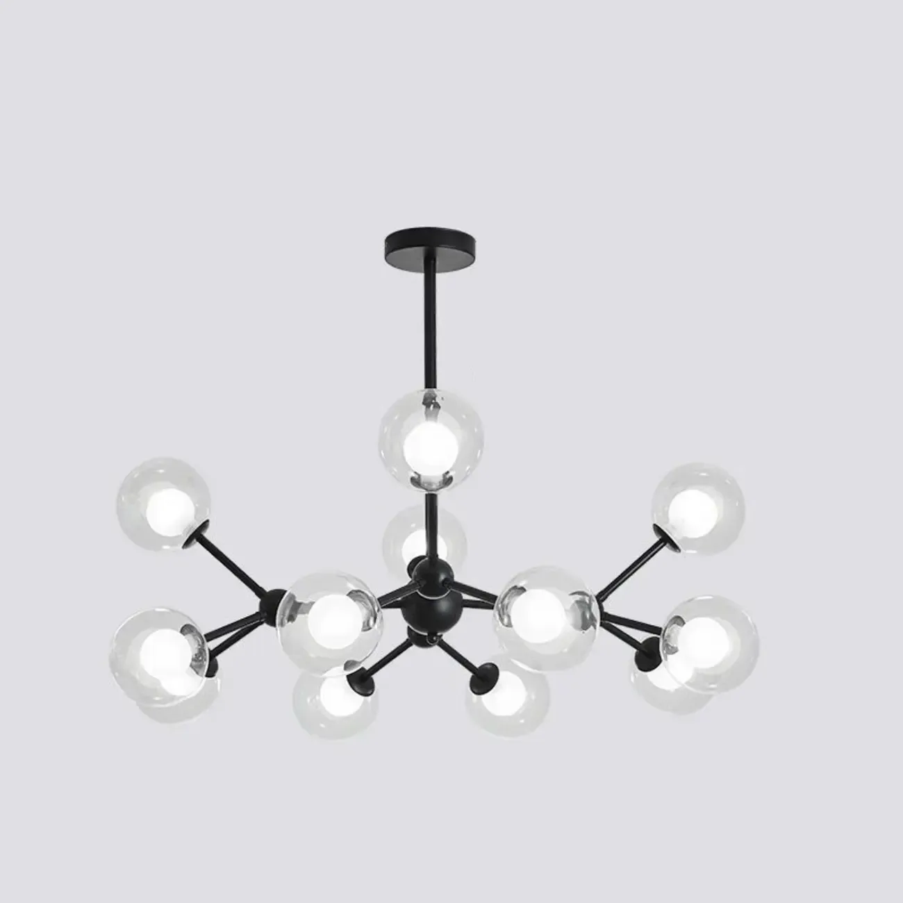 Modern Glass Globes LED Chandelier with Sputnik Design