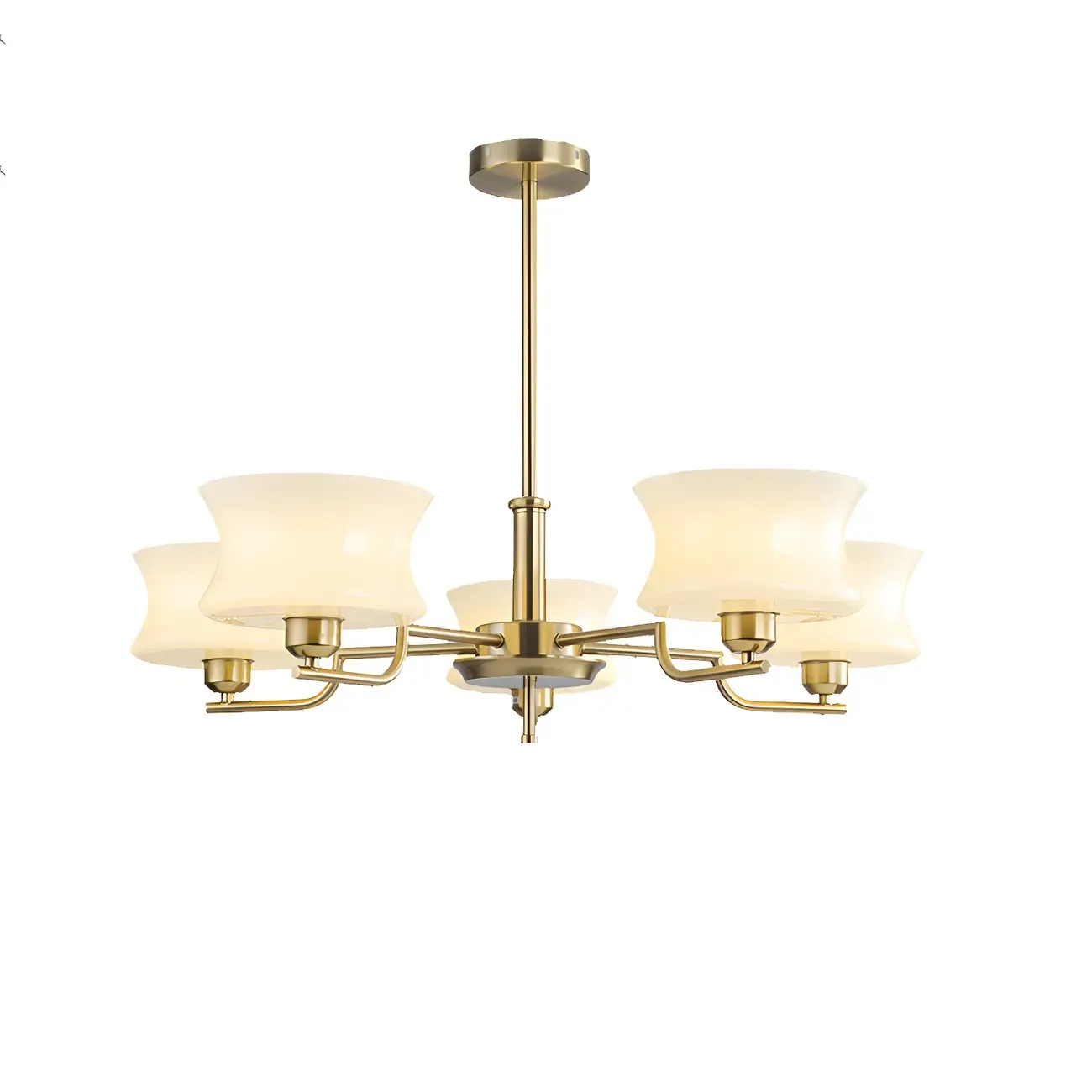 Modern Elegant 3-5 Lights Beige Glass Large Chandelier