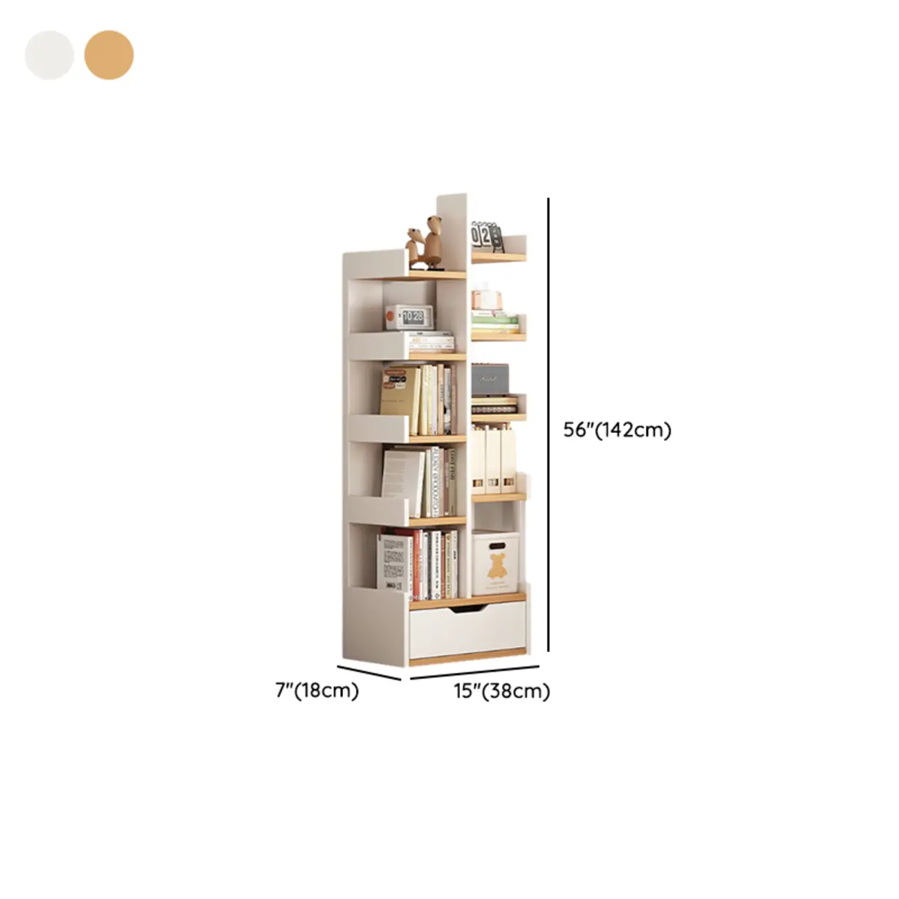 Modern Open Back 9 Shelves White Wooden Bookshelf