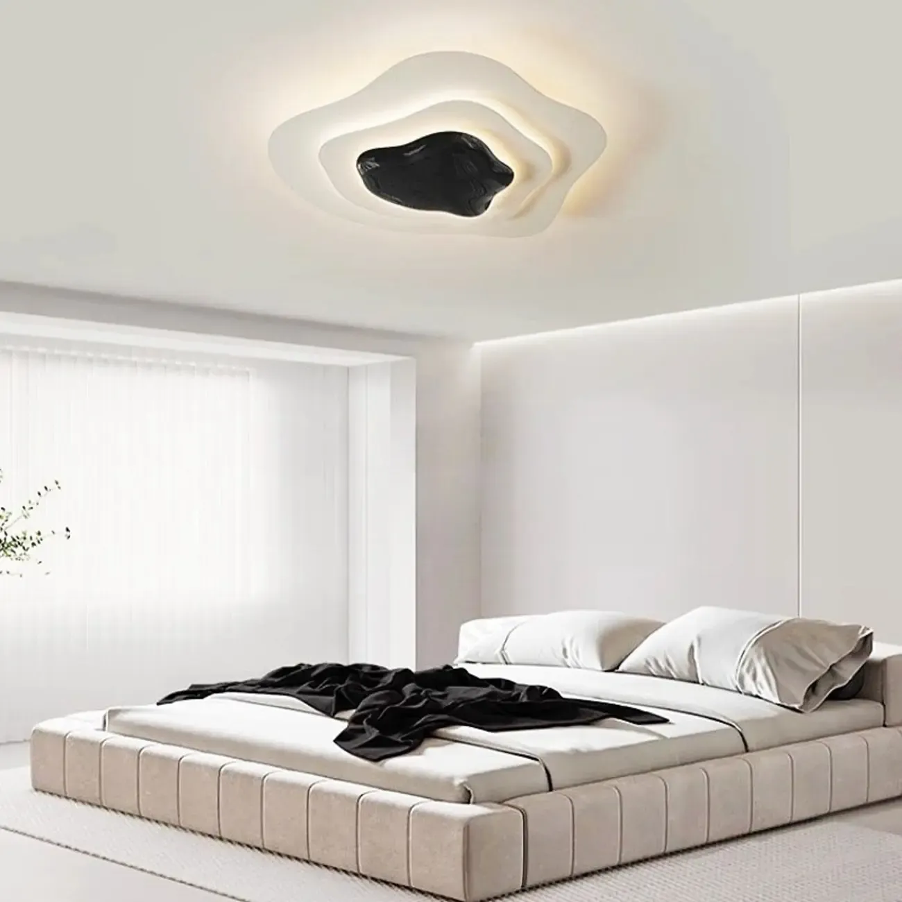 Modern Dimmable Tier Resin Flush Ceiling Light for Bedroom