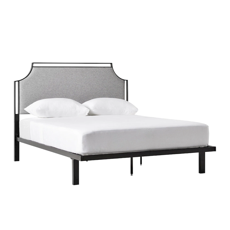 Middlebrook Designs Upholstered Curved Metal Queen Bedframe