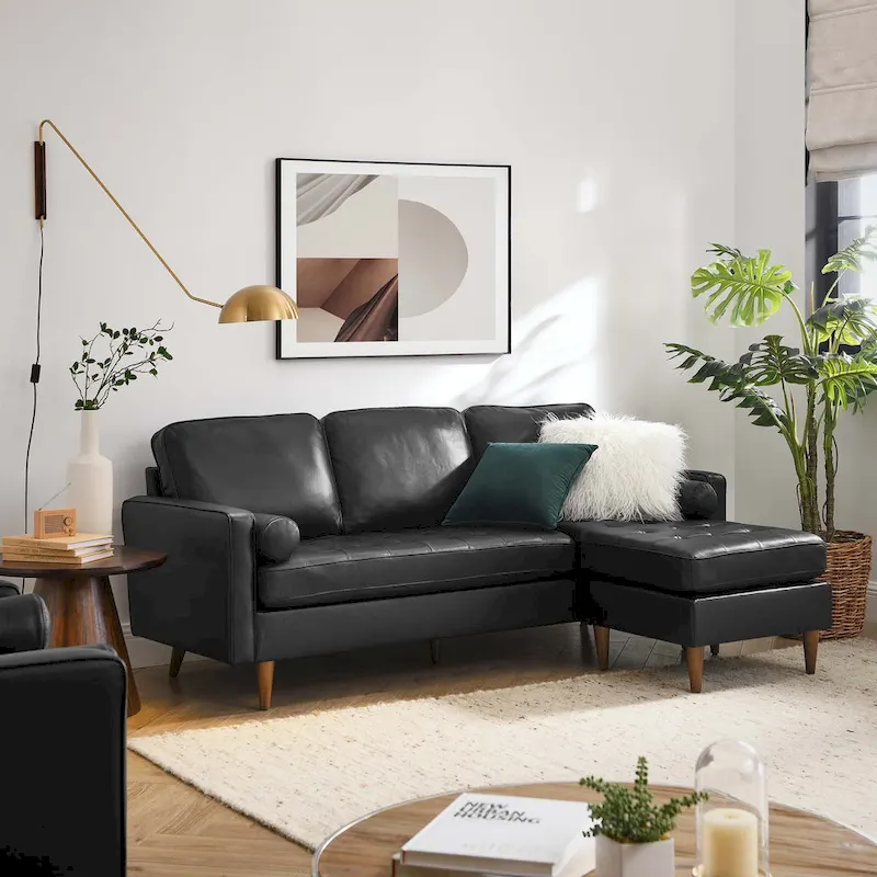 Valour 78 Leather Apartment Sectional Sofa