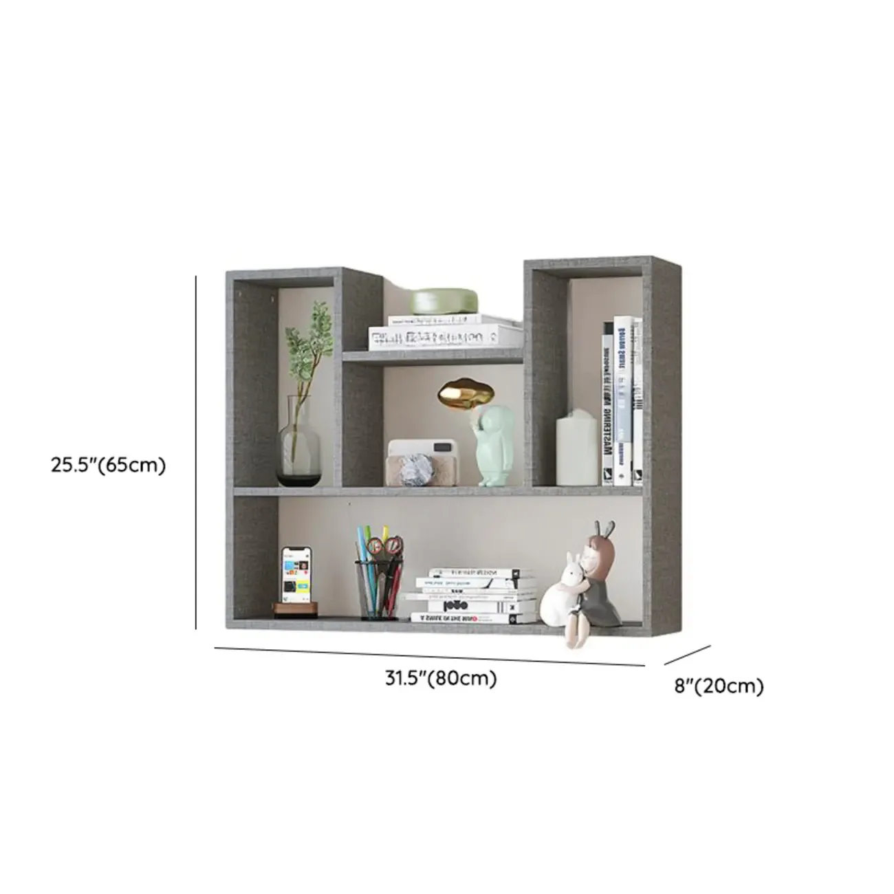 Modern Wooden 3-Tier Open Back Wall-Mounted Bookcase