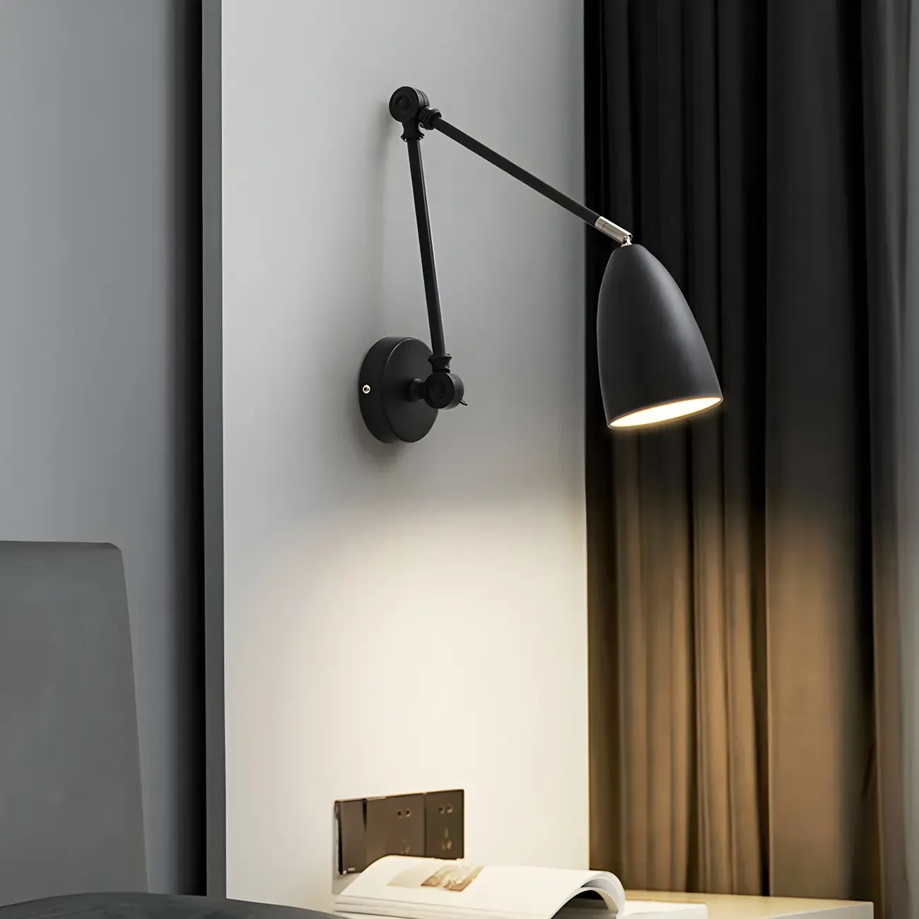 Modern Simple Metal Adjustable Swing Arm Wall Light
