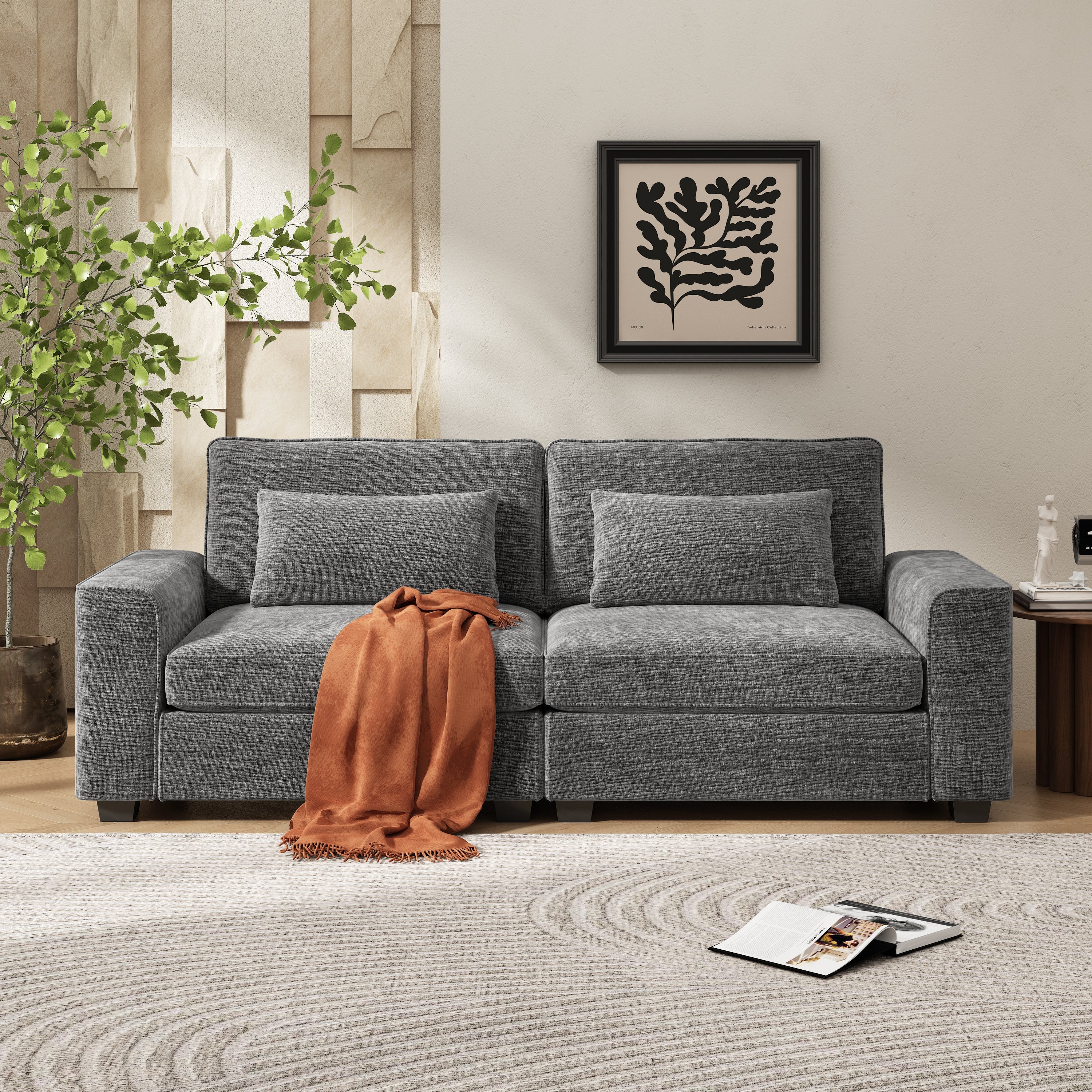 Modern Upholstered Loveseat Sofa with Plush Cushions