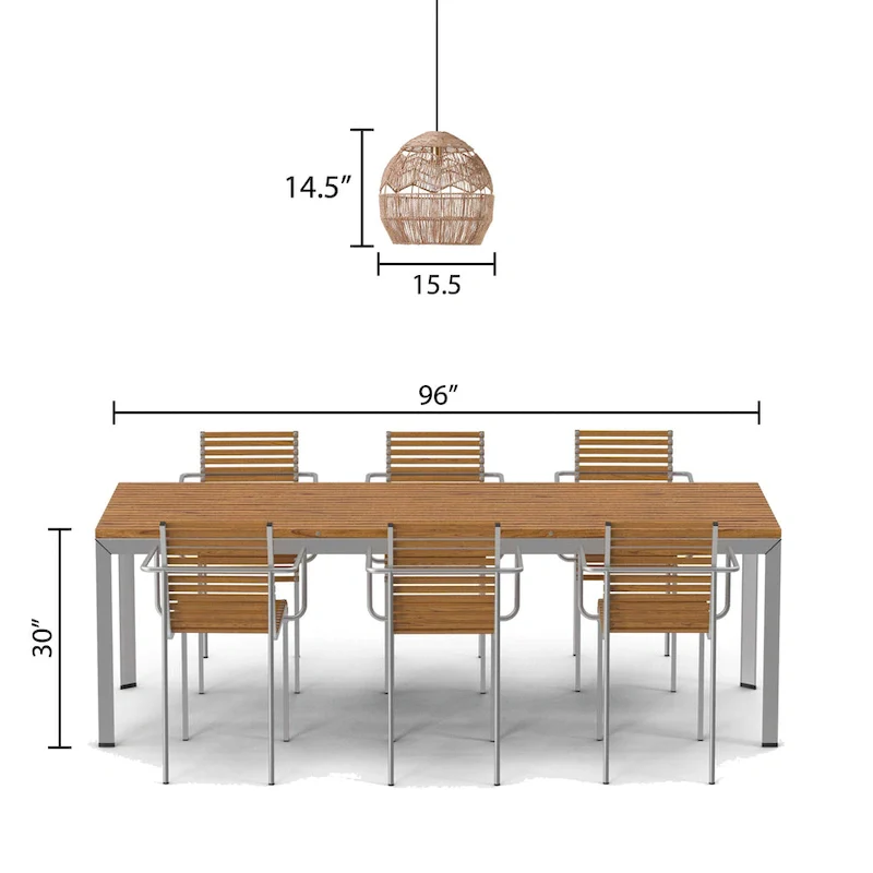 Charlotte River of Goods Metal and Woven Hemp Rope Hanging Pendant Light - 15.5  x 15.5  x 15.75/62.75