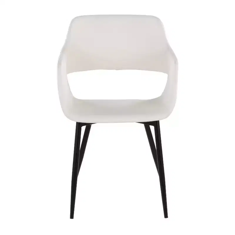 LumiSource Set of 2 Margarite Dining Chair Black PU Metal/White