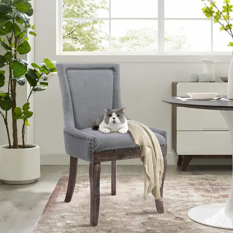 Traditional Tufted Ultra Upholstered Wingback Dining Chair Set of 6