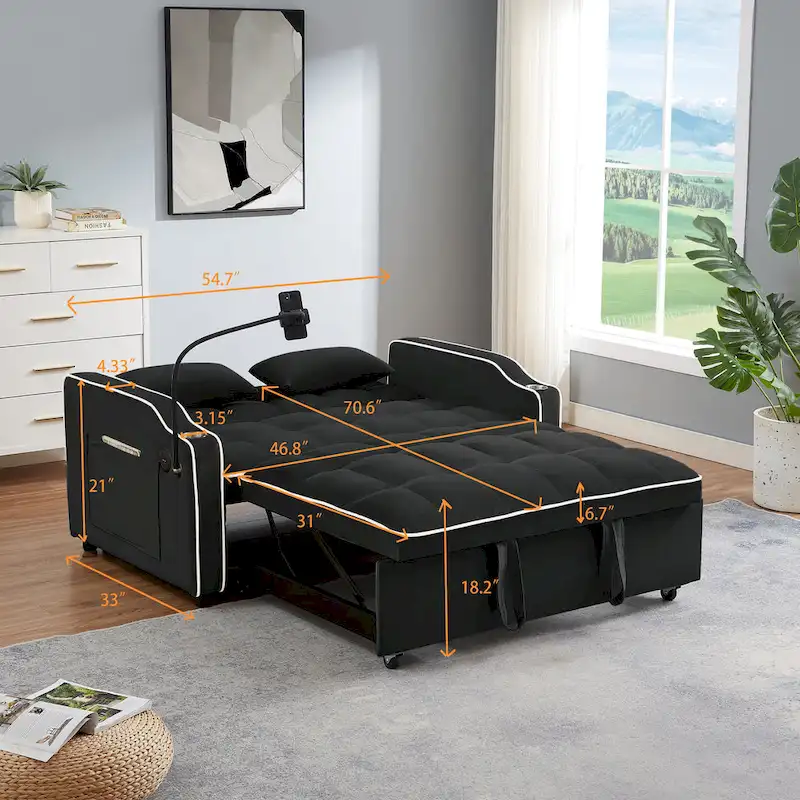 Modern sofa sofa sofa velvet pull-out bed