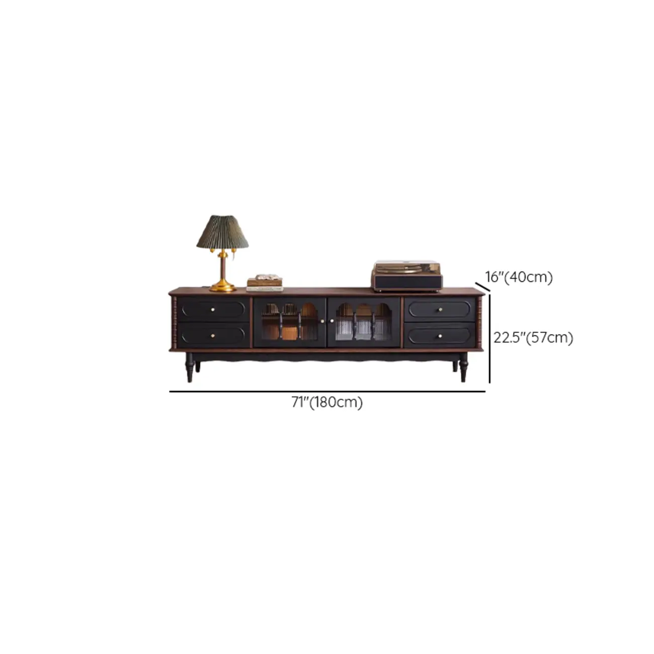 Cable Management Art Deco Wood TV Stand with Drawers