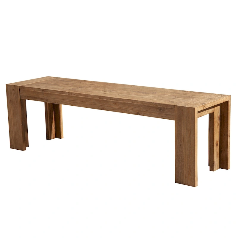 Solid Acacia Wood Bench with Bracket Legs, Brown