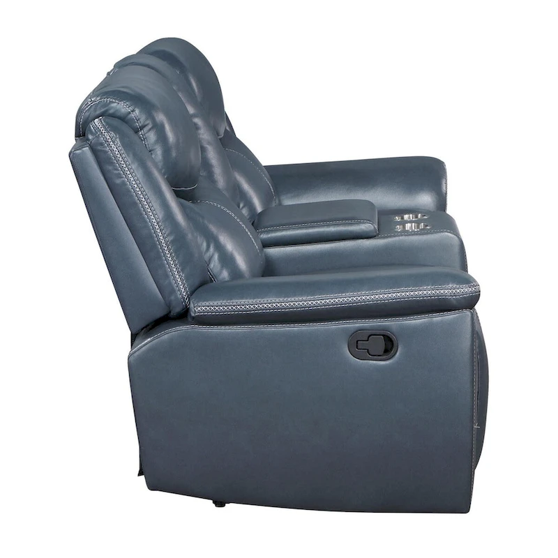 Stanwicke Blue Motion Reclining Loveseat with Console