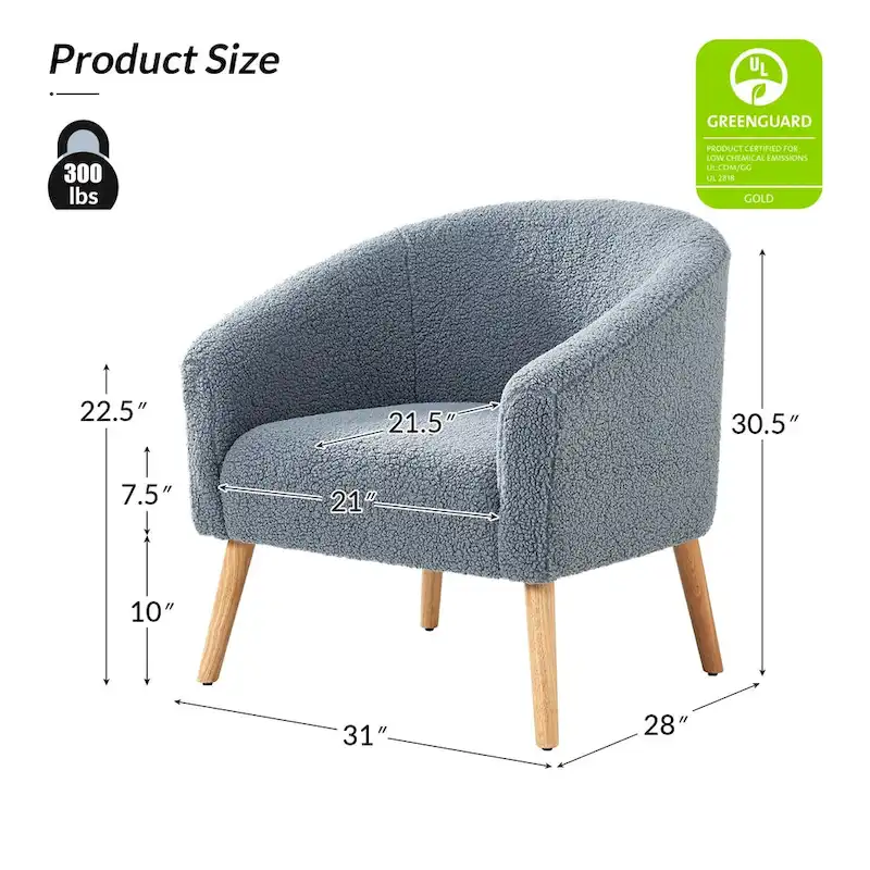 Sheila Modern 30 W Boucle Armchair with Solid Wood Legs Set of 2 by HULALA HOME