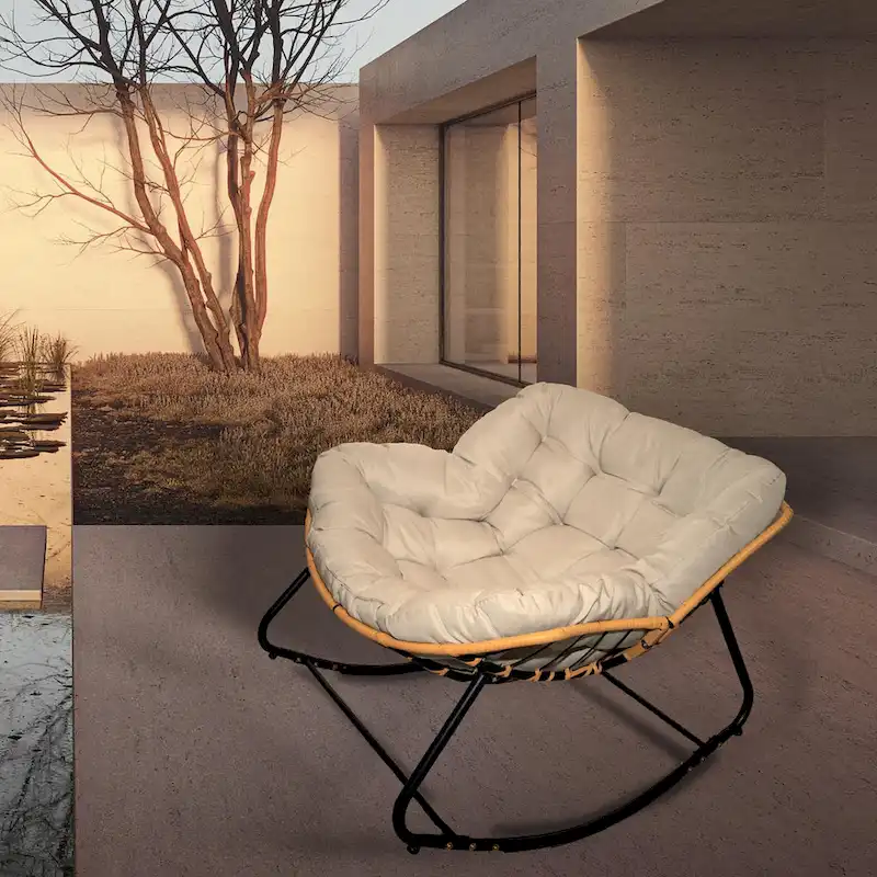 Egg Rocking Chair with Rattan Design