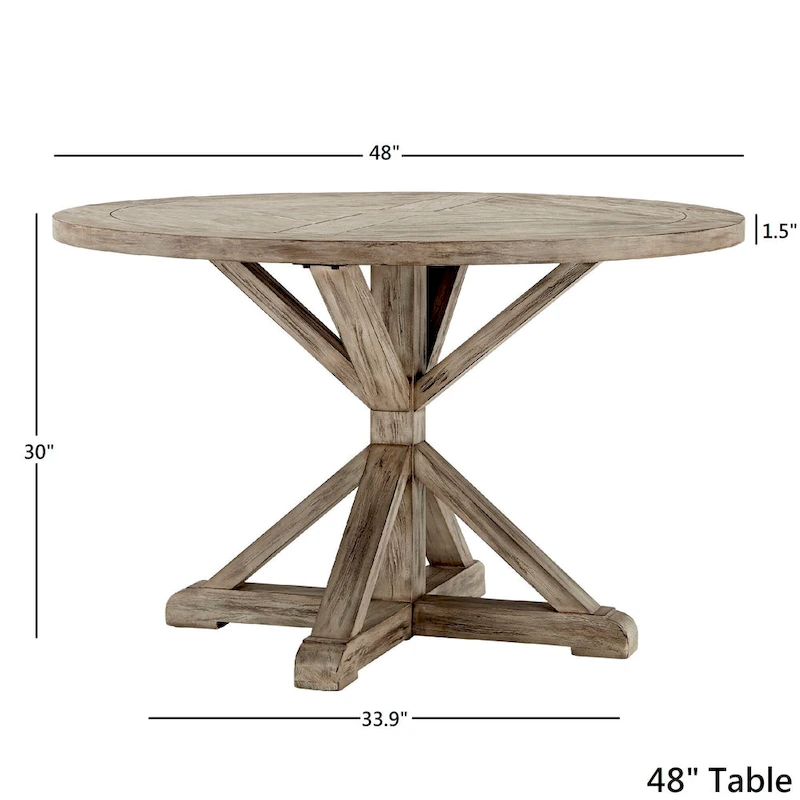 Benchwright Round Antique Grey Oak Dining Table by iNSPIRE Q Artisan