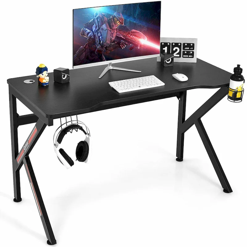 Gymax 48  K-shaped Gaming Desk Computer Table with Cup Holder &