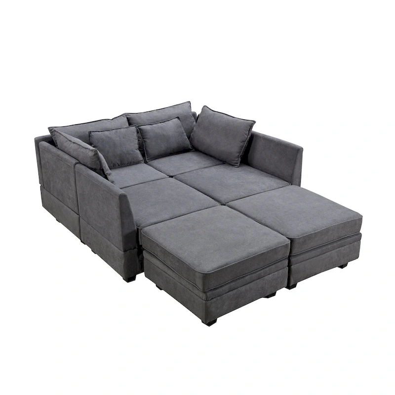 Modern U-Shape Modular Sectional Sofa, Convertible Sofa Bed with Reversible Chaise