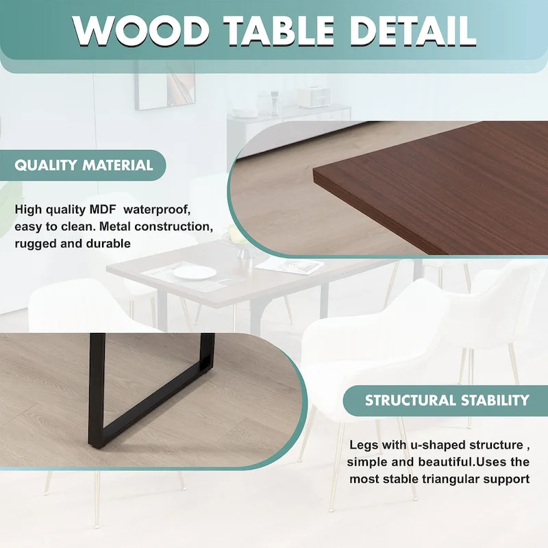 AVAWING Wood Dining Table