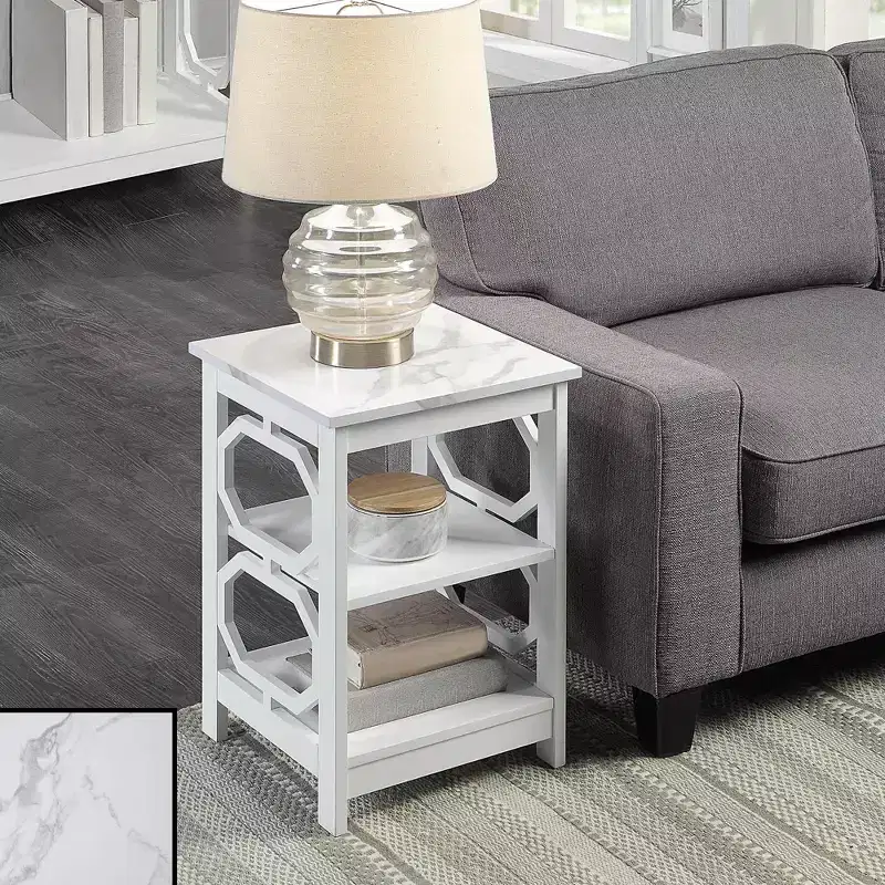 HomeStock 23.75 in.H White Color Rectangle Wood Table Top End Table 1 -piece