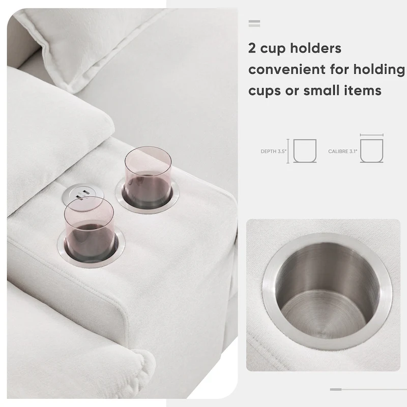 Modern U-shaped Cloud Sectional Couch, Convertible Sleeper Couch