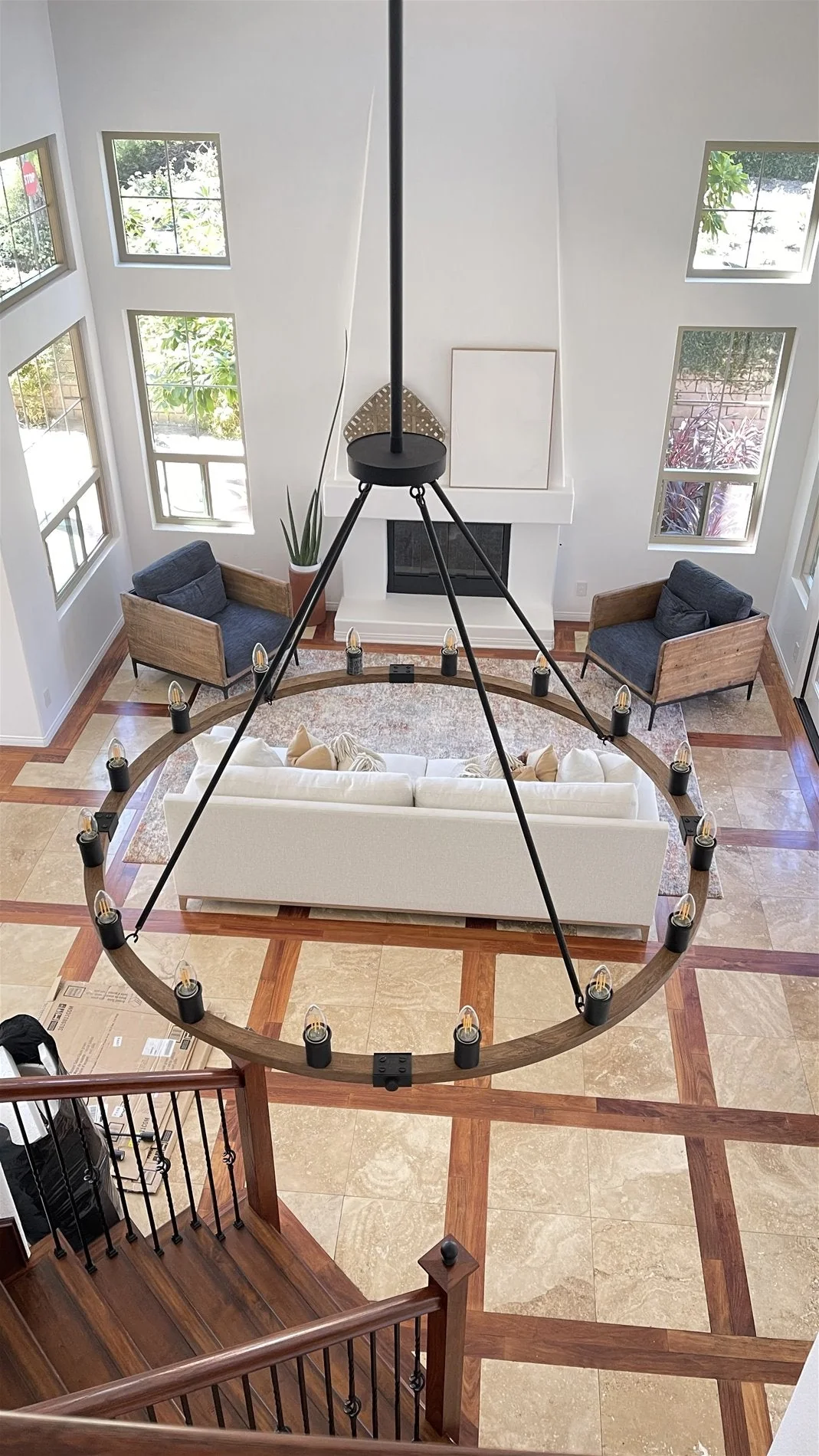 Homestead 48 Large Farmhouse Wagon Wheel Foyer Chandelier