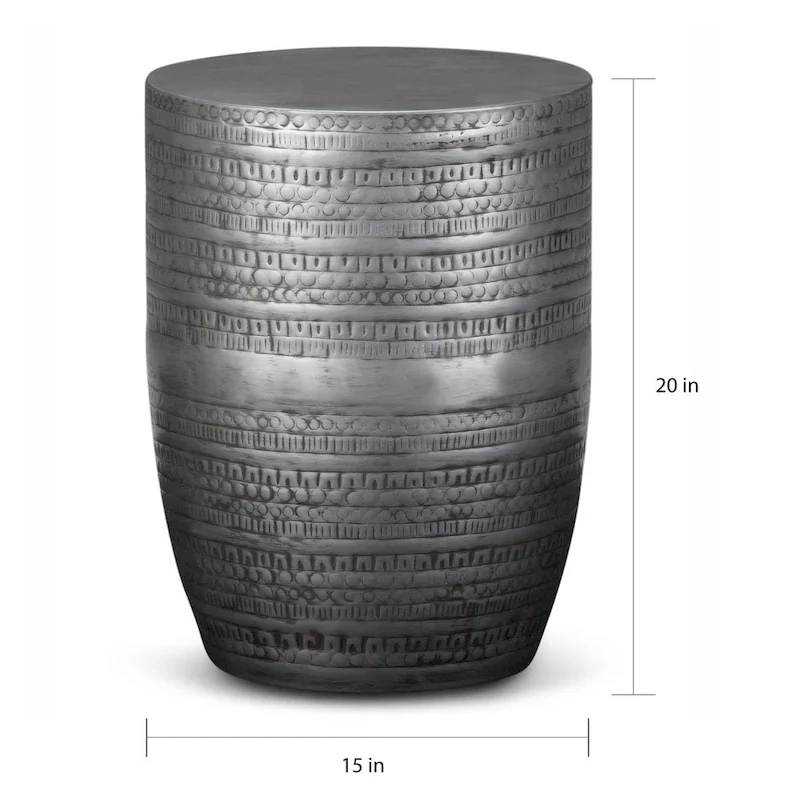 WYNDENHALL Jean 15 Wide Tribal Pattern Metal Accent Table & Assembled - 15w x 15 d x 20 h