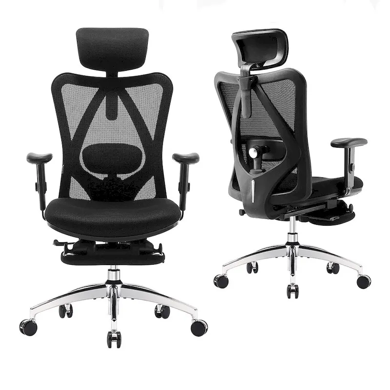 SIHOO Ergonomic Office Chair with Footrest,High Back chair for big and tall, Black - 68*70*130