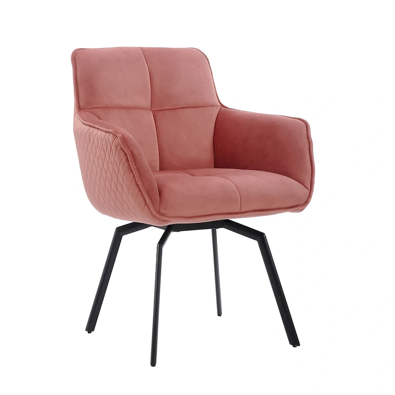 Swivel Velvet Accent Chair with Metal Legs