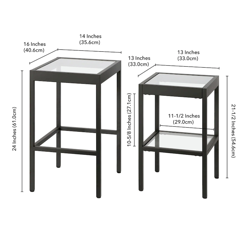 Alexis Metal/ Tempered Glass Nesting Tables