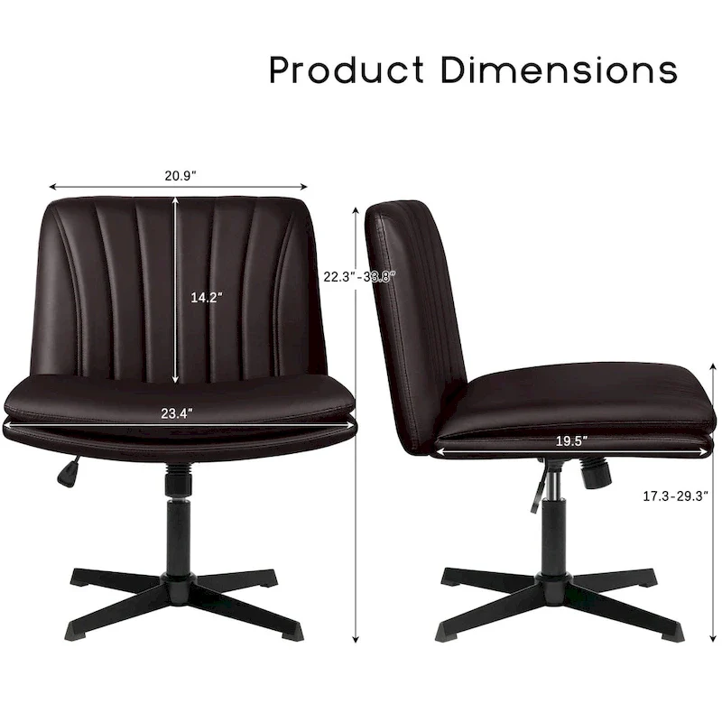 Criss Cross Chair Armless Office Desk Chair No Wheels,PU Leather Padded Modern Swivel Vanity Chair office chair
