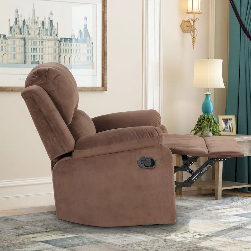 Breathable Skin Friendly Fabric Soft Padded Manual Recliner Chair