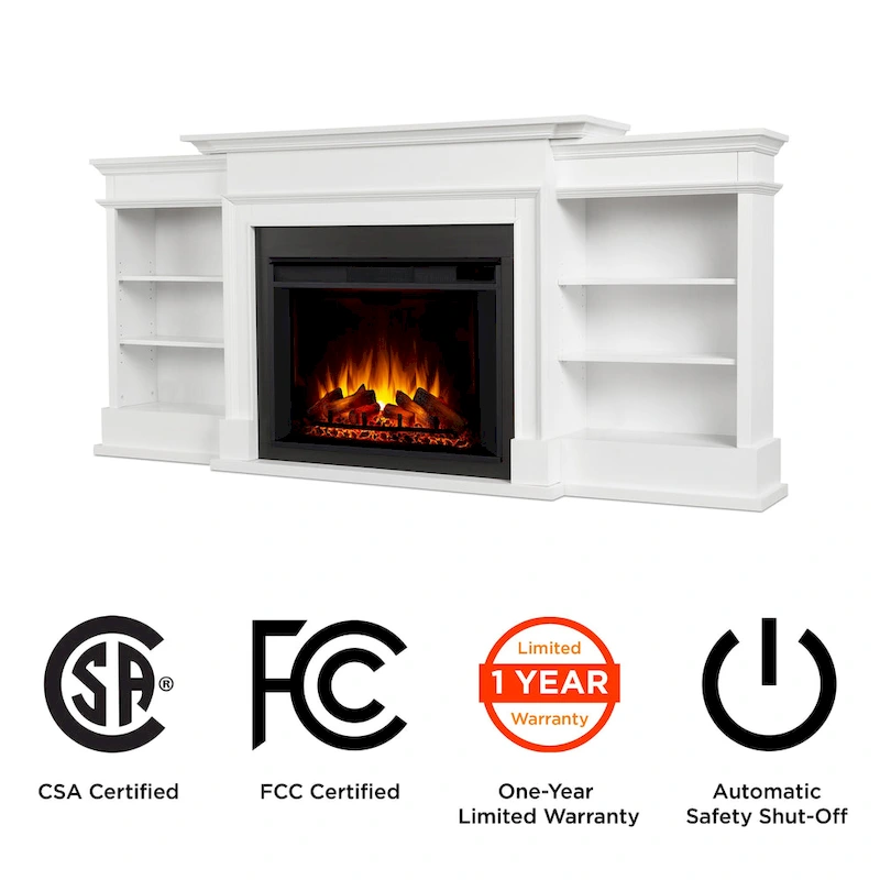 Ashton 93 Grand Media Electric Fireplace in White by Real Flame